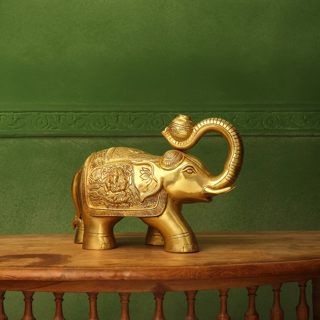 Brass Elephant Royal Statue (8.5 Inch)