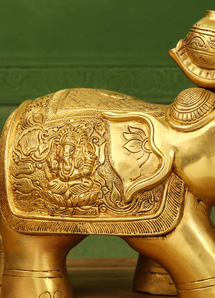 Brass Elephant Royal Statue (8.5 Inch)