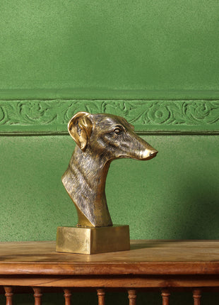 Brass Dog Head Figurine (9 Inch)
