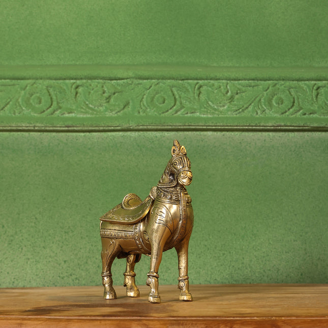 Brass Horse Figurine Money Box (6.2 Inch)