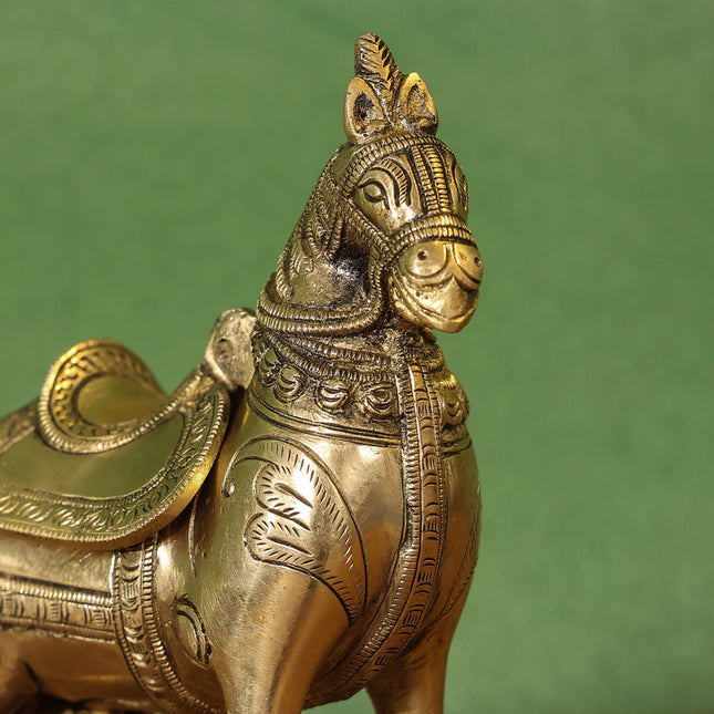 Brass Horse Figurine Money Box (6.2 Inch)