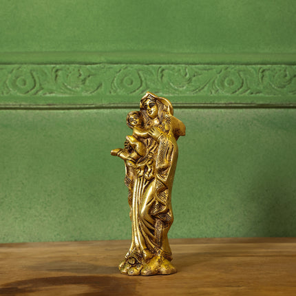 Brass Mother Mary With Baby Jesus Brass Statue (7.5 Inch)