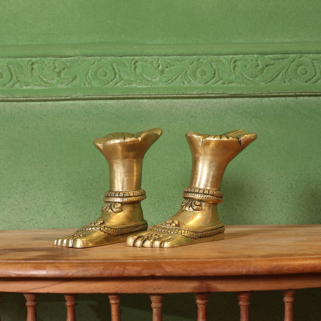 Brass Divine Goddess LakshmI Feet/Charan (5.5 Inch)