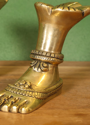 Brass Divine Goddess LakshmI Feet (5.5 Inch)