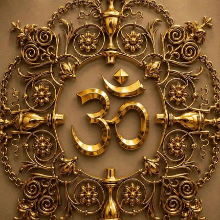 Brass Om Mandala / Kalakruti Wall Hanging (36 Inch)