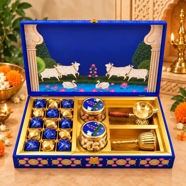 Brass Luxury Gift Hamper with Aarti Diya and Pooja Handbell
