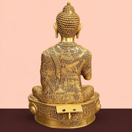 Brass Handcarved Blessing Buddha (33 Inch)