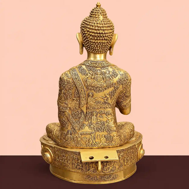 Brass Handcarved Blessing Buddha (33 Inch)