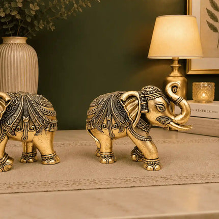 Brass Superfine Elephant Lightweight Statue Pair
