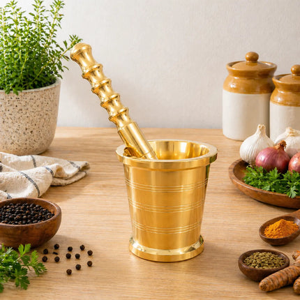Brass Mortar And Pestle (Okhli)