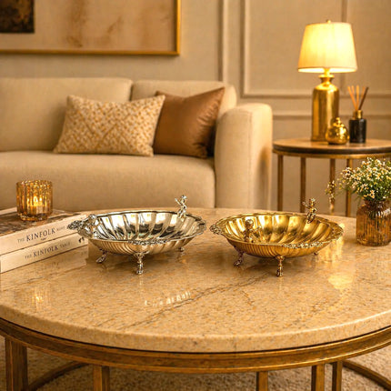 Brass Shell Shaped Decorative Serving Tray / Bowl (13 Inch)