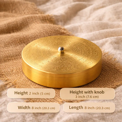 Brass Matt Finish Masala Daani / Spice Box (2.5 Inch)