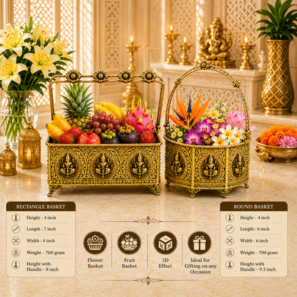 Brass Ashtalakshmi Basket With Handle And Leg