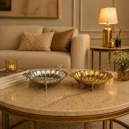 Brass Shell Shaped Decorative Serving Tray / Bowl (13 Inch)