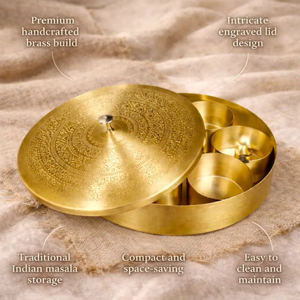 Brass Matt Finish Masala Daani / Spice Box (2.5 Inch)