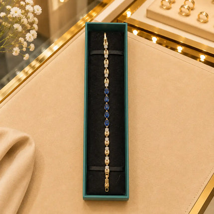 Leaf & Vine Tennis Bracelet for Women | CZ Stones, Gold-Tone Clasp