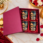 Copper Kalakriti Print Glass Set of Four With Gift Box/Hamper (3.5 Inch)