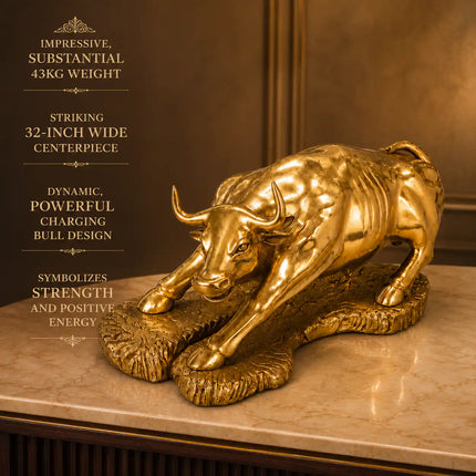 Brass Decorative Bull Statue (15 Inch)