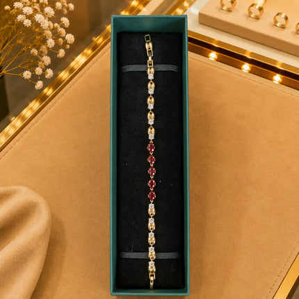 Leaf & Vine Tennis Bracelet for Women | CZ Stones, Gold-Tone Clasp