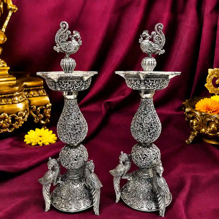 Brass Traditional Lightweight Peacock Samai/Lamp Pair