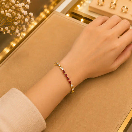 Leaf & Vine Tennis Bracelet for Women | CZ Stones, Gold-Tone Clasp