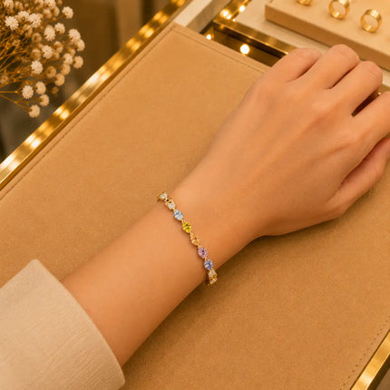 Leaf & Vine Tennis Bracelet for Women | CZ Stones, Gold-Tone Clasp