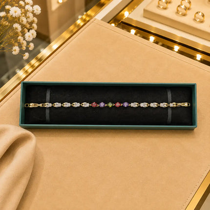 Leaf & Vine Tennis Bracelet for Women | CZ Stones, Gold-Tone Clasp