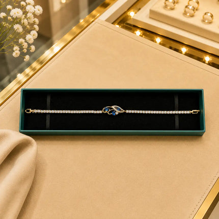 Leaf & Vine Tennis Bracelet for Women | CZ Stones, Gold-Tone Clasp