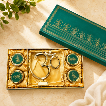 Brass Table Top Om With Stand Gift Hamper