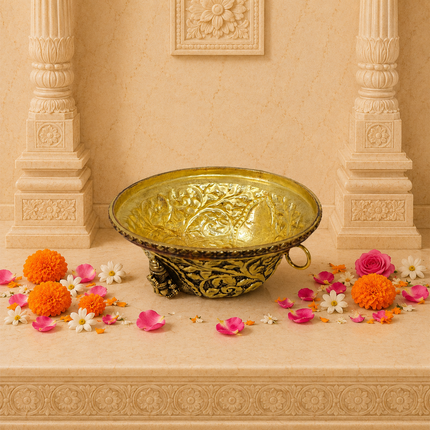 Brass Ashtalakshmi & Balaji Lakshmi Decorative Bowl