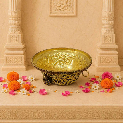 Brass Ashtalakshmi & Balaji Lakshmi Decorative Bowl