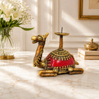 Brass Dhokra Sitting Camel Candle Stand (5 Inch)