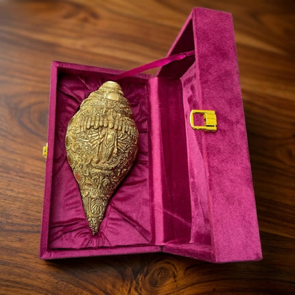 Brass Vishwaroopam Vishnu Conch (9.5 Inch)