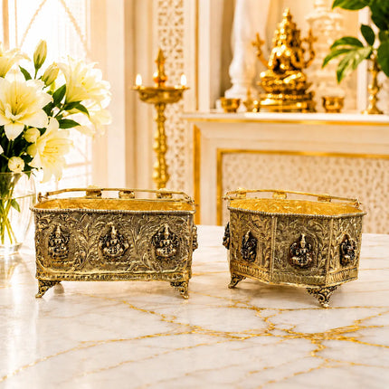 Brass Ashtalakshmi Basket With Handle And Leg
