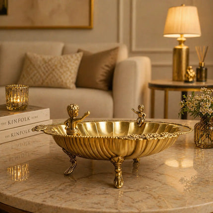 Brass Shell Shaped Decorative Serving Tray / Bowl (13 Inch)