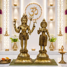 Brass Standing Shiva Parvati Idol Set (34 Inch)