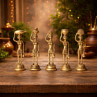 Brass Tribal Lady Statue Decor Set Of Five  (7.5 Inch)
