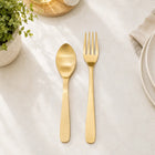 Brass Matt Fork & Spoon Set (7 Inch)