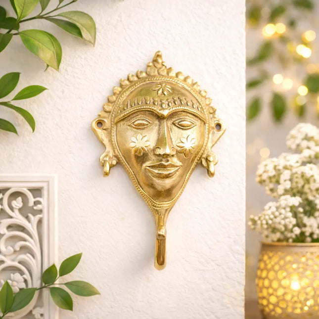 Brass Lady Face Wall Hanging Hanger