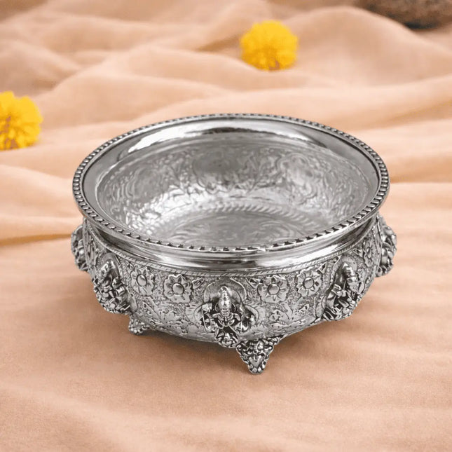 German Silver Ashtalakshmi Urli (4 Inch)