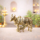 Brass Lightweight Kamdhenu Cow With Calf Idol (4 Inch)