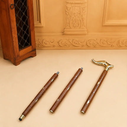 Brass Wooden Walking Stick (37 Inch)