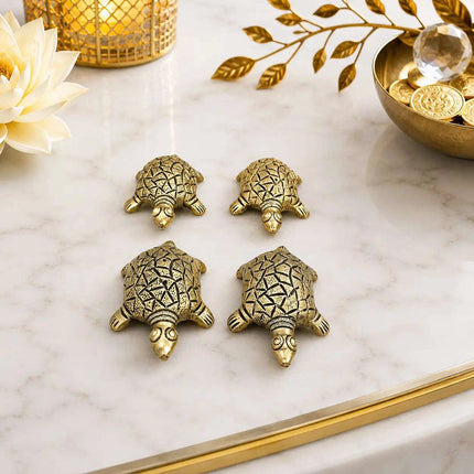 Brass Tortoise Vastu/Feng Shui Set Of Four (1 Inch)