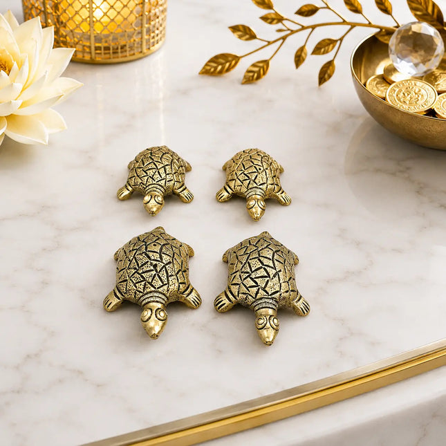 Brass Tortoise Vastu/Feng Shui Set Of Four (1 Inch)