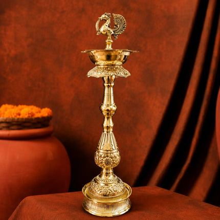 Brass Mahalakshmi Peacock Samai Lamp
