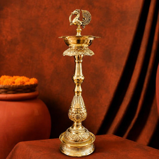 Brass Mahalakshmi Peacock Samai Lamp