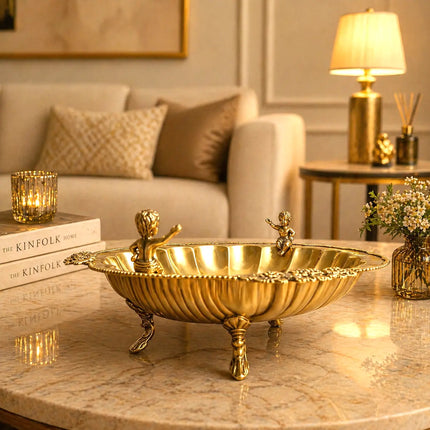 Brass Shell Shaped Decorative Serving Tray / Bowl (13 Inch)