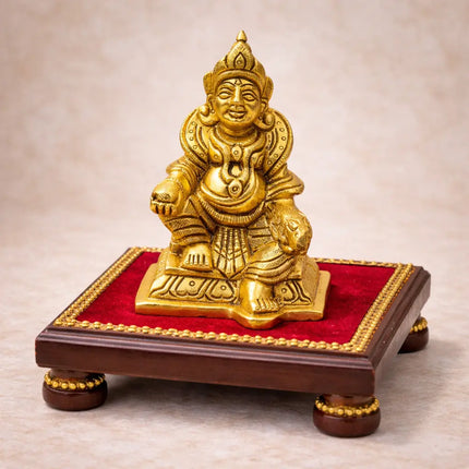 Brass Sitting Kuber Maharaj Idol (4 Inch)