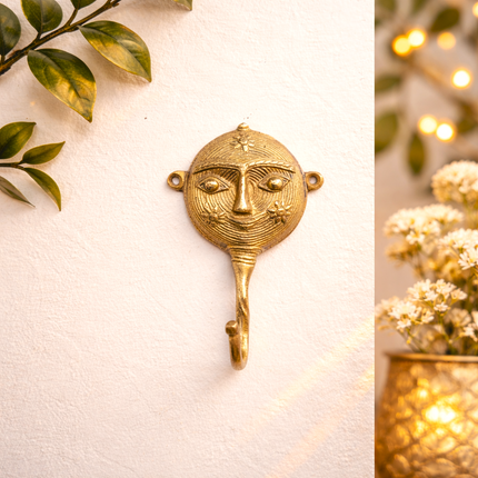 Brass Lady Face Wall Hanging Hanger