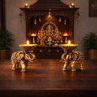 Brass Lightweight Elephant Standing Diya Pair (2.5 Inch)